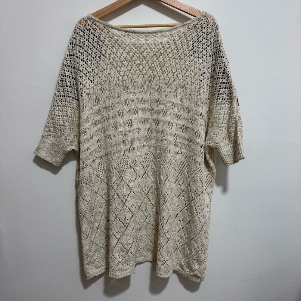 Knitted & Knotted Anthropologie Floral Embroidery Oversized Luana Poncho Sweater - Picture 6 of 14